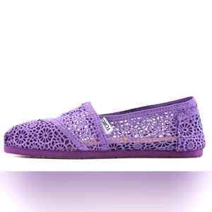 TOMS Lavender Crochet Espadrilles Flats Size 7.5 New